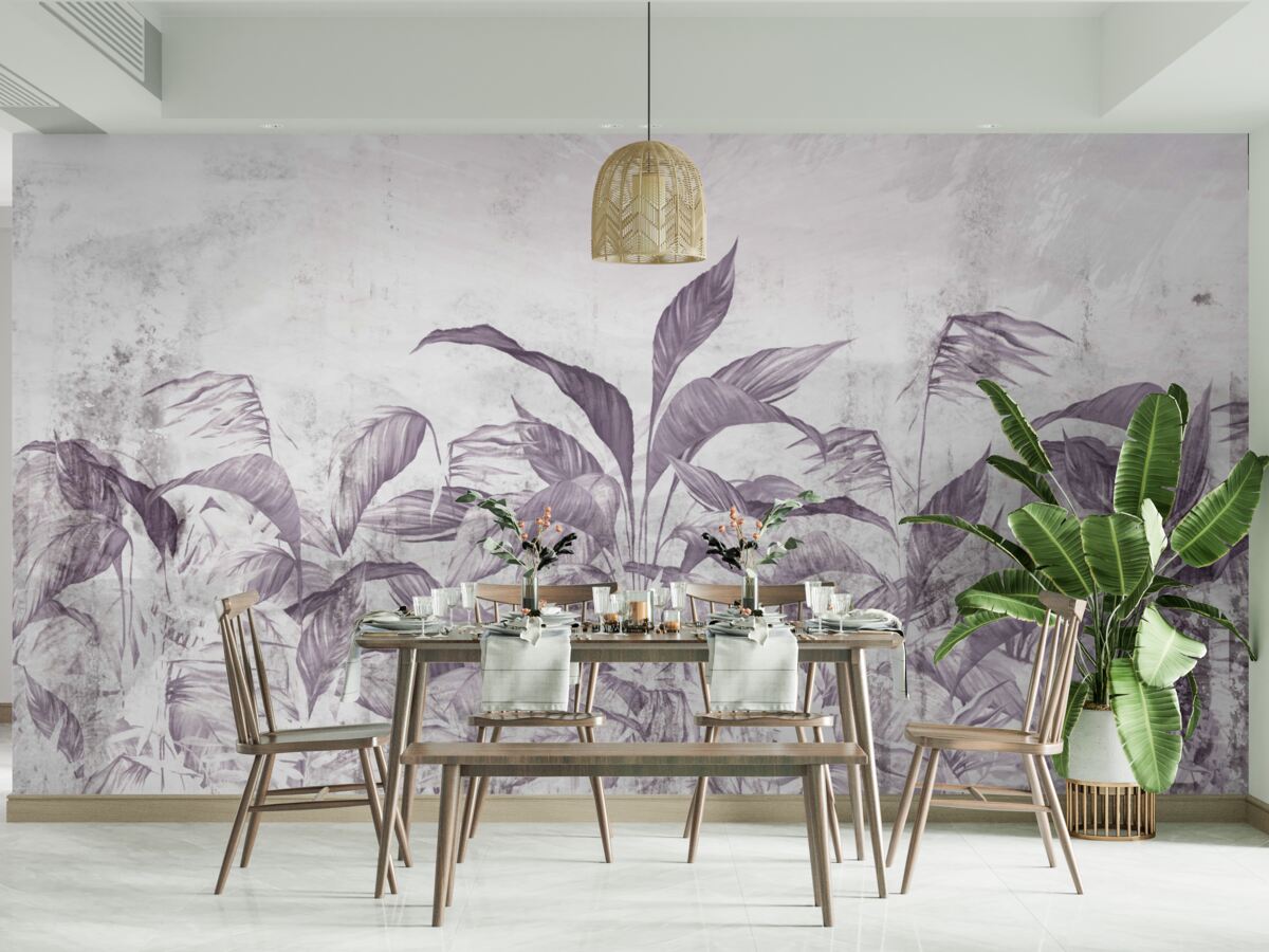 Fotobehang tropische flora en vegetatie tijdens zware regens