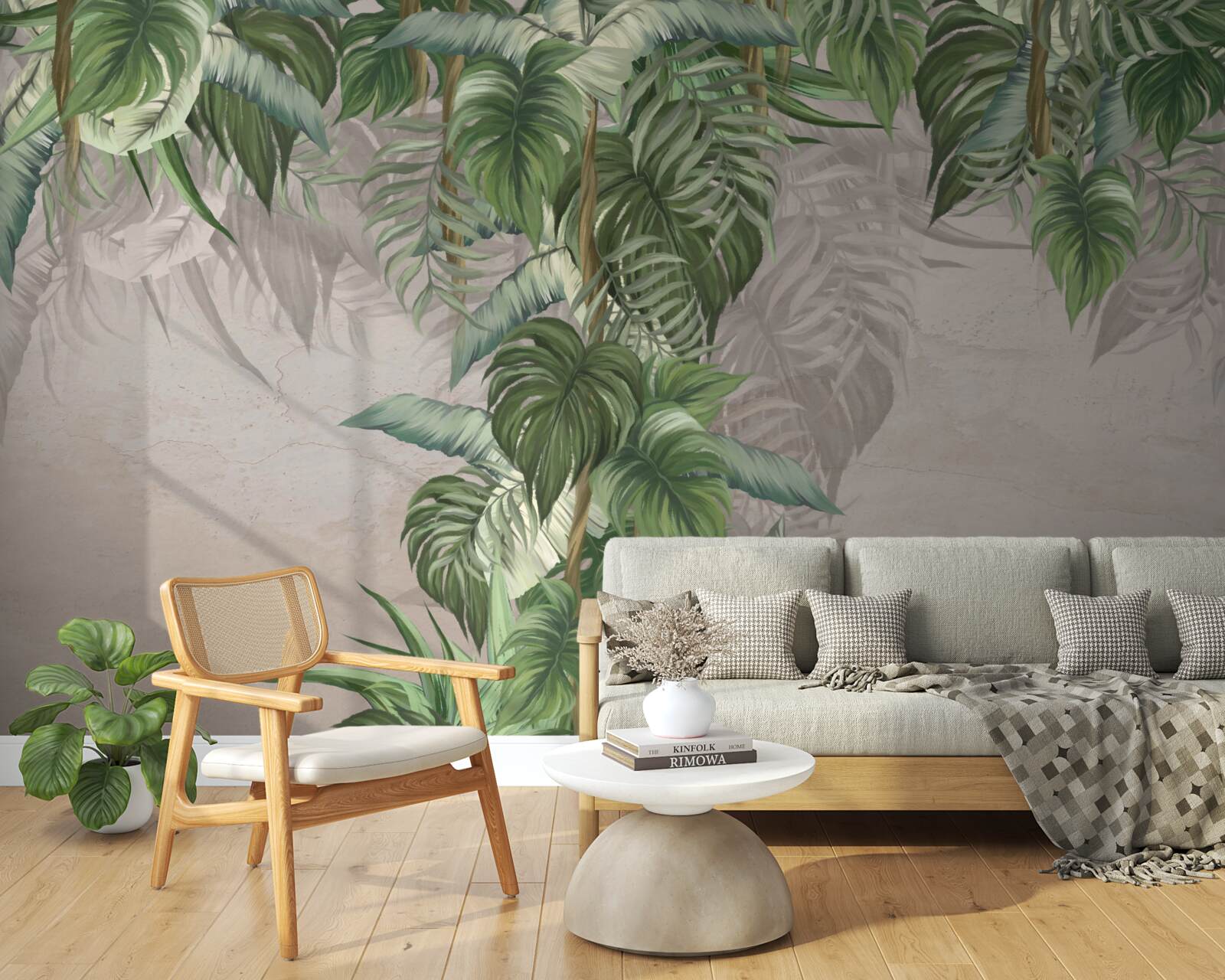 Fotobehang de bladeren van de grote monstera streven naar vocht