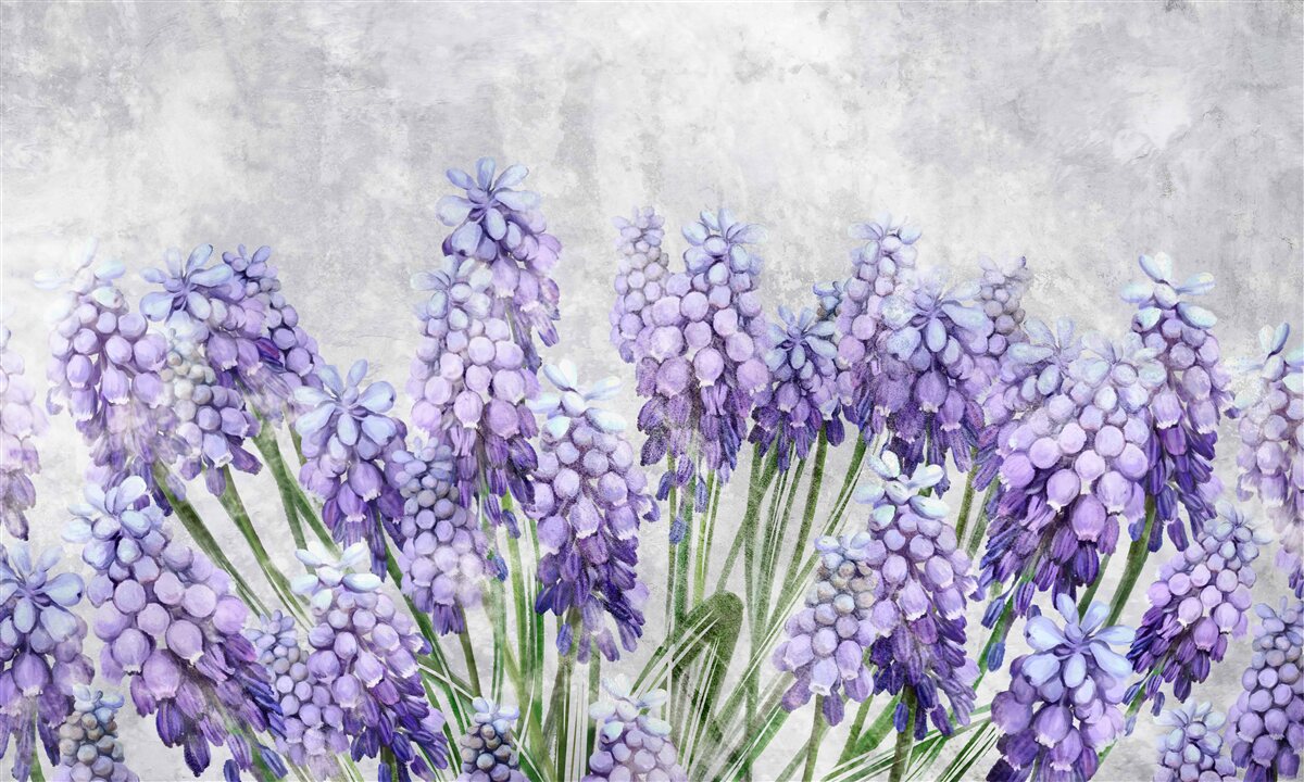 Fotobehang Een weide met prachtige paarse bloemen