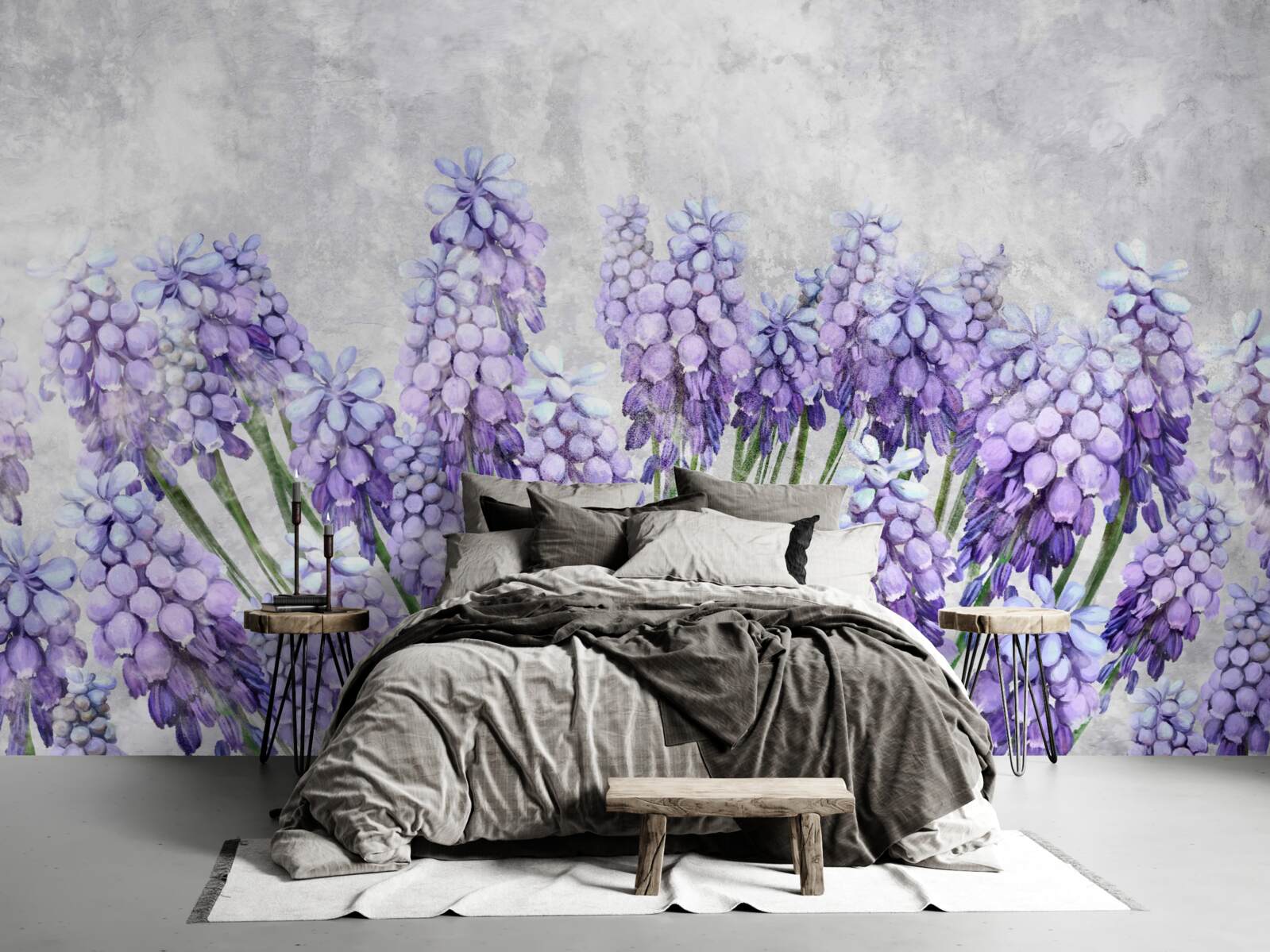 Fotobehang Een weide met prachtige paarse bloemen