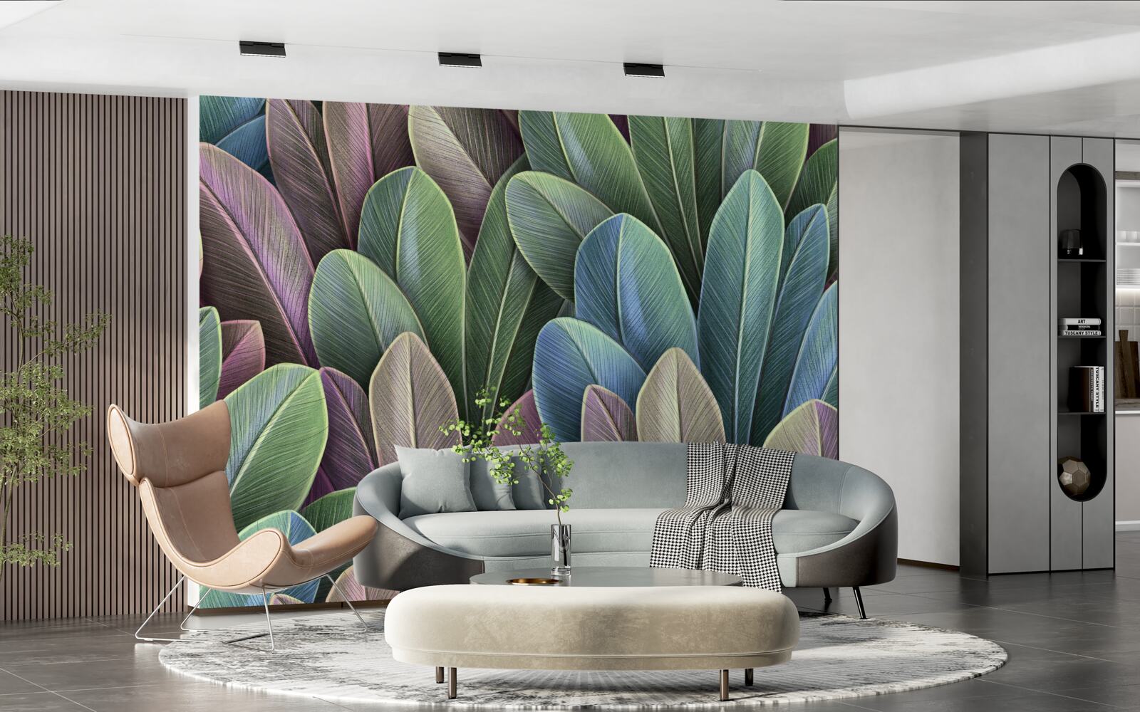 Fotobehang subtiliteiten van het kleurenspectrum van herfstbladeren in het bos