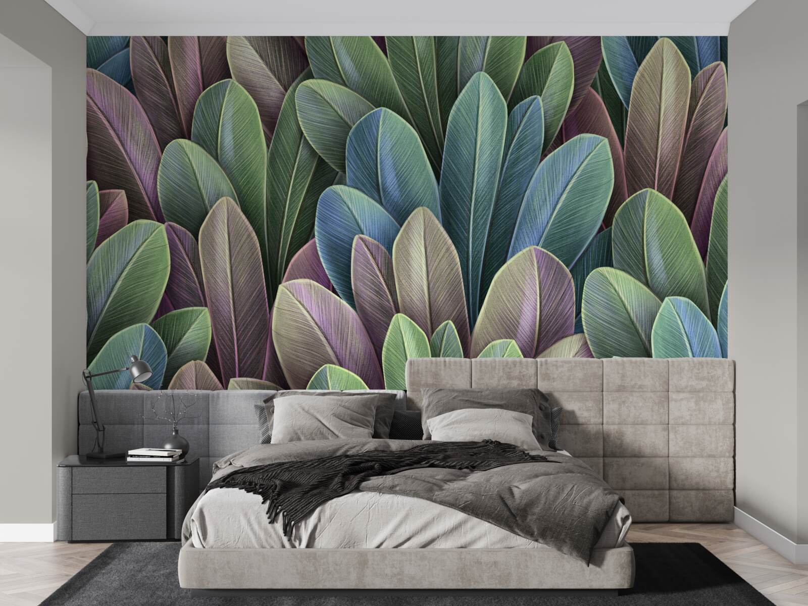 Fotobehang subtiliteiten van het kleurenspectrum van herfstbladeren in het bos