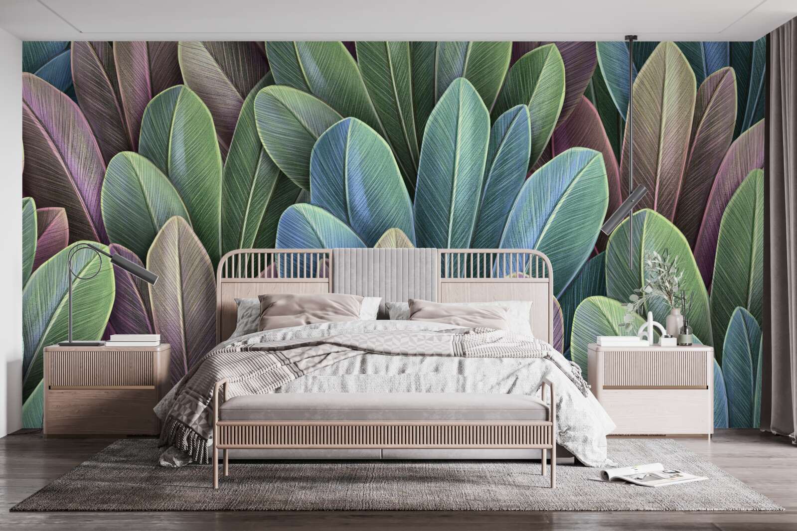 Fotobehang subtiliteiten van het kleurenspectrum van herfstbladeren in het bos