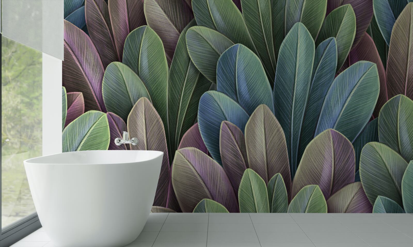 Fotobehang subtiliteiten van het kleurenspectrum van herfstbladeren in het bos