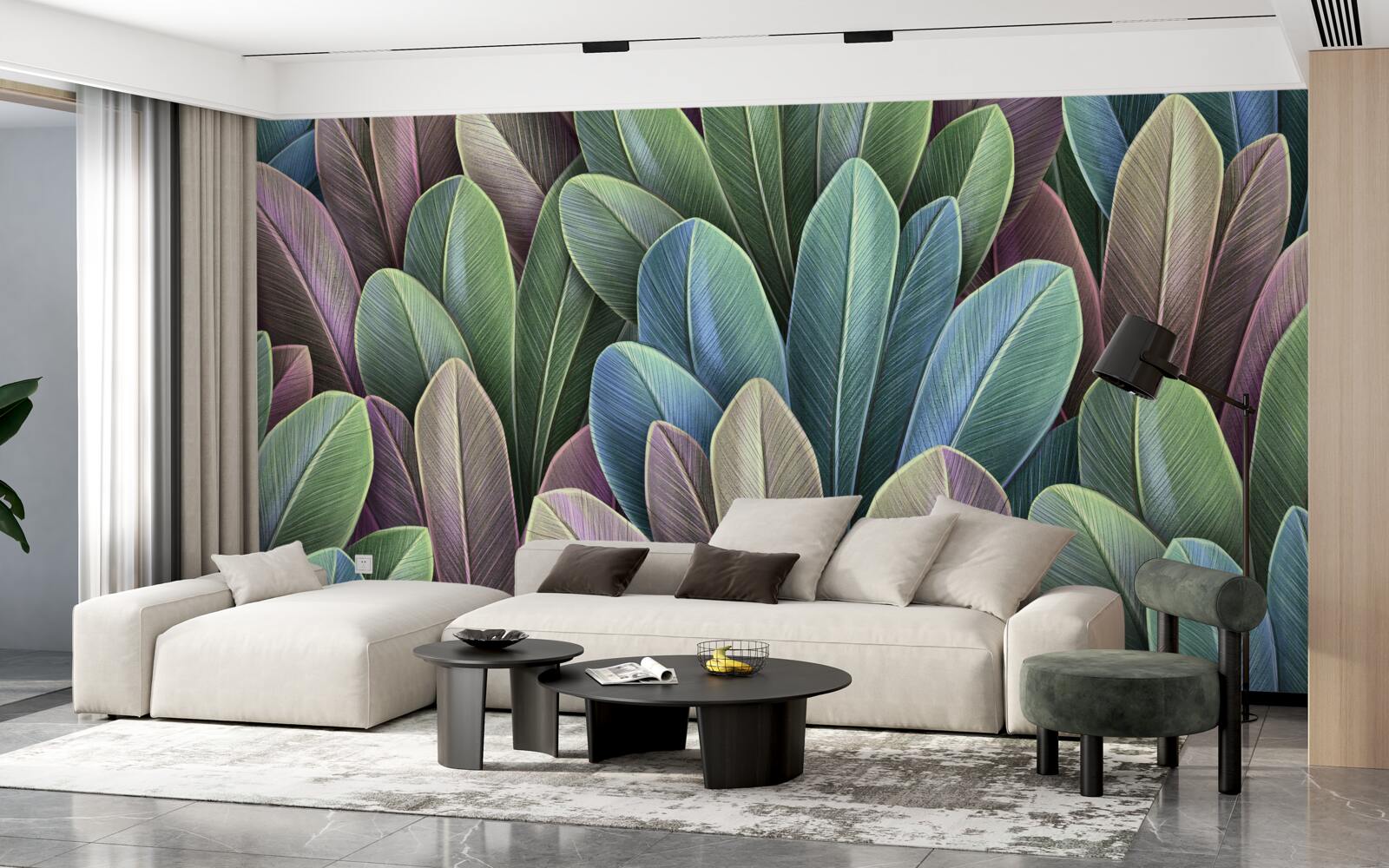 Fotobehang subtiliteiten van het kleurenspectrum van herfstbladeren in het bos