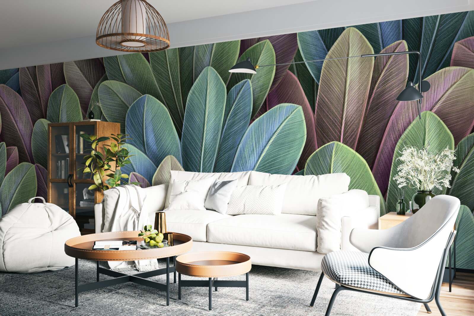 Fotobehang subtiliteiten van het kleurenspectrum van herfstbladeren in het bos