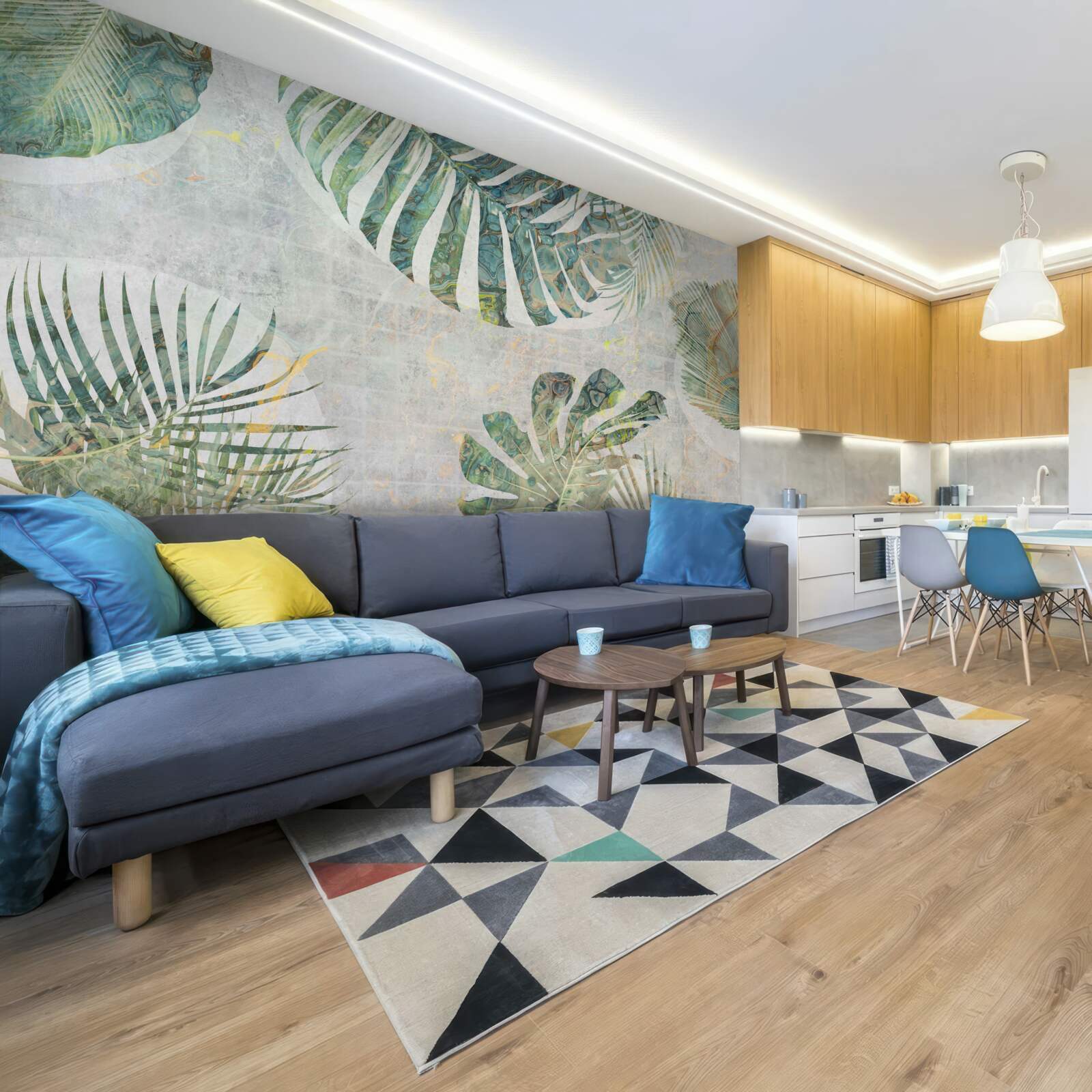 Fotobehang grote palm-, monstera- en varenbladeren