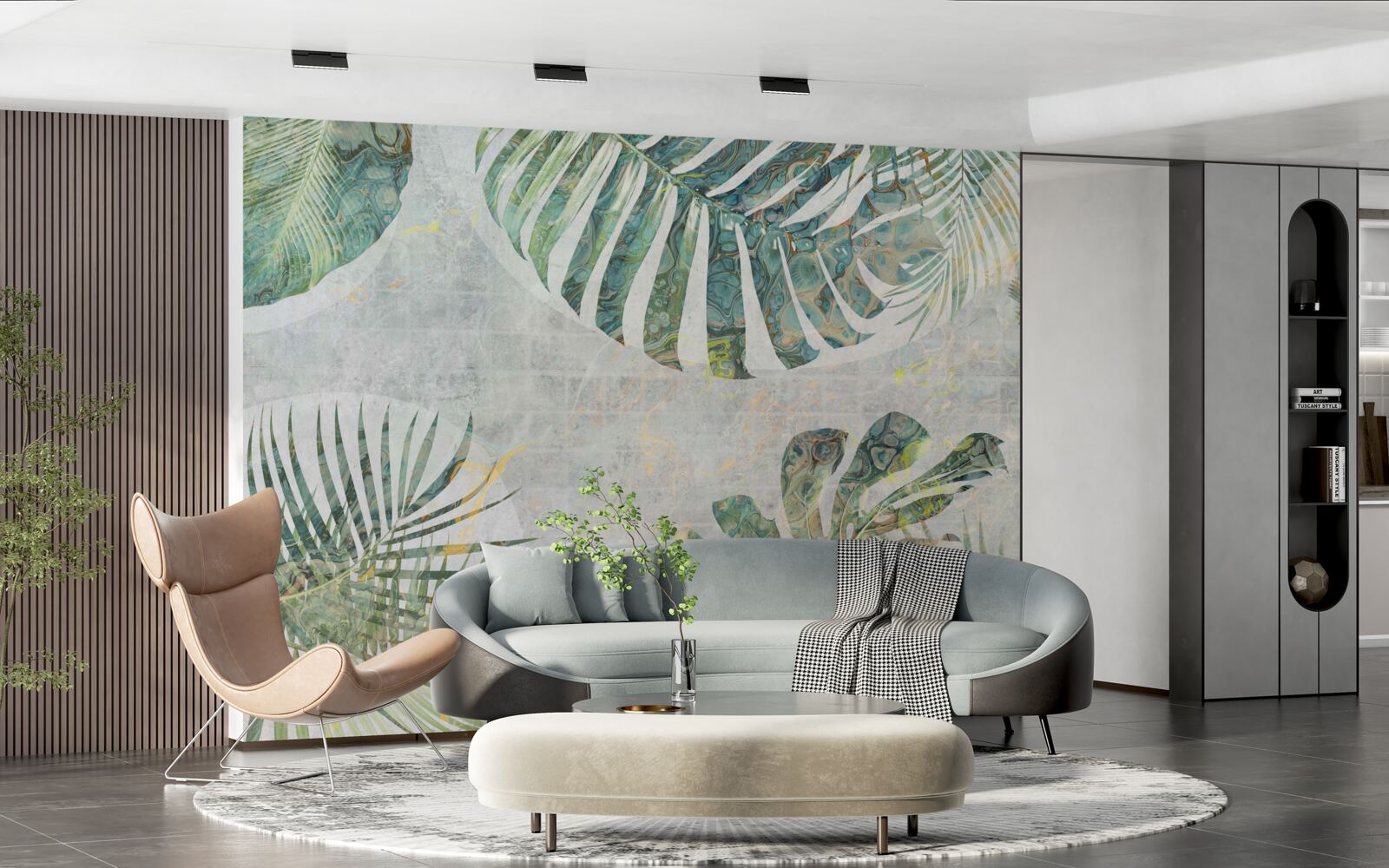 Fotobehang grote palm-, monstera- en varenbladeren