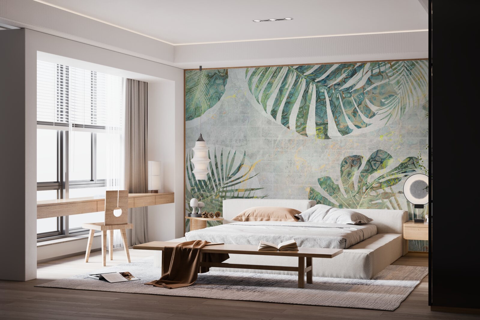 Fotobehang grote palm-, monstera- en varenbladeren