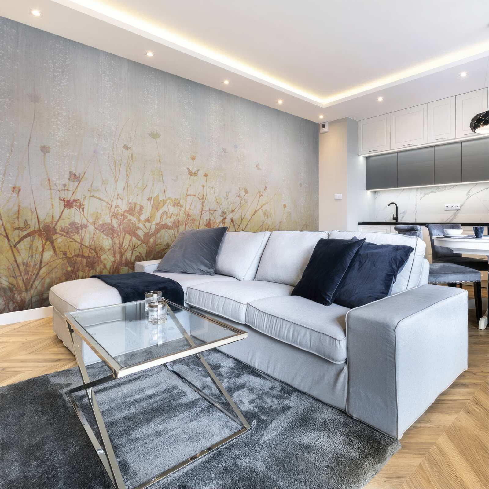 Fotobehang herfstveld bezaaid met weidebloemen