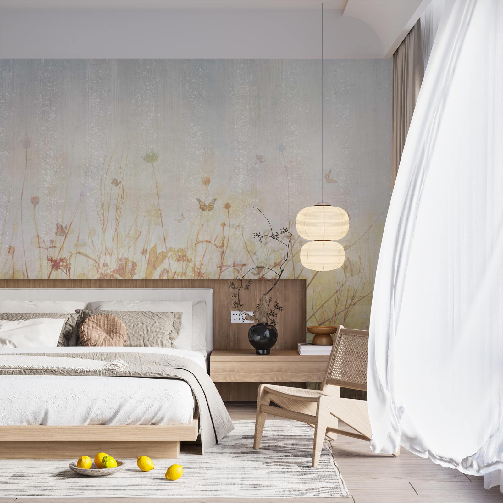 Fotobehang herfstveld bezaaid met weidebloemen