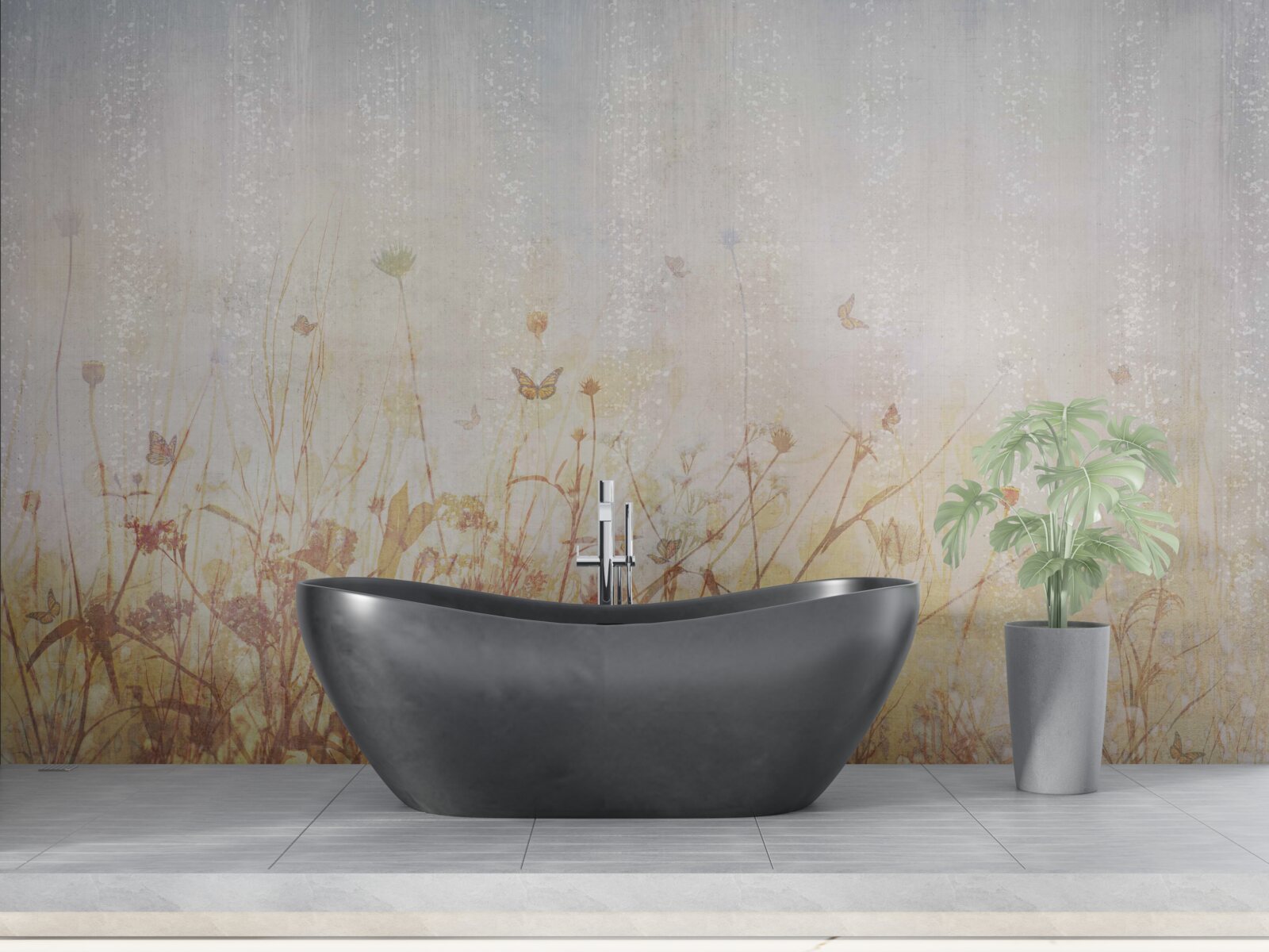 Fotobehang herfstveld bezaaid met weidebloemen