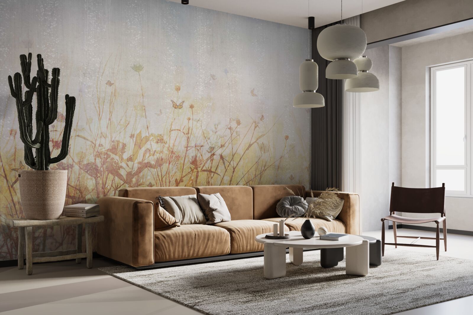 Fotobehang herfstveld bezaaid met weidebloemen