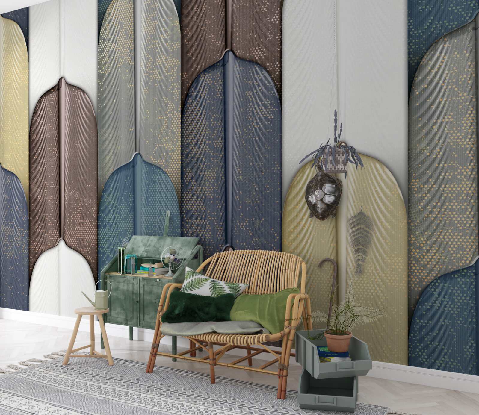 Fotobehang een bos bezaaid met herfstbladeren