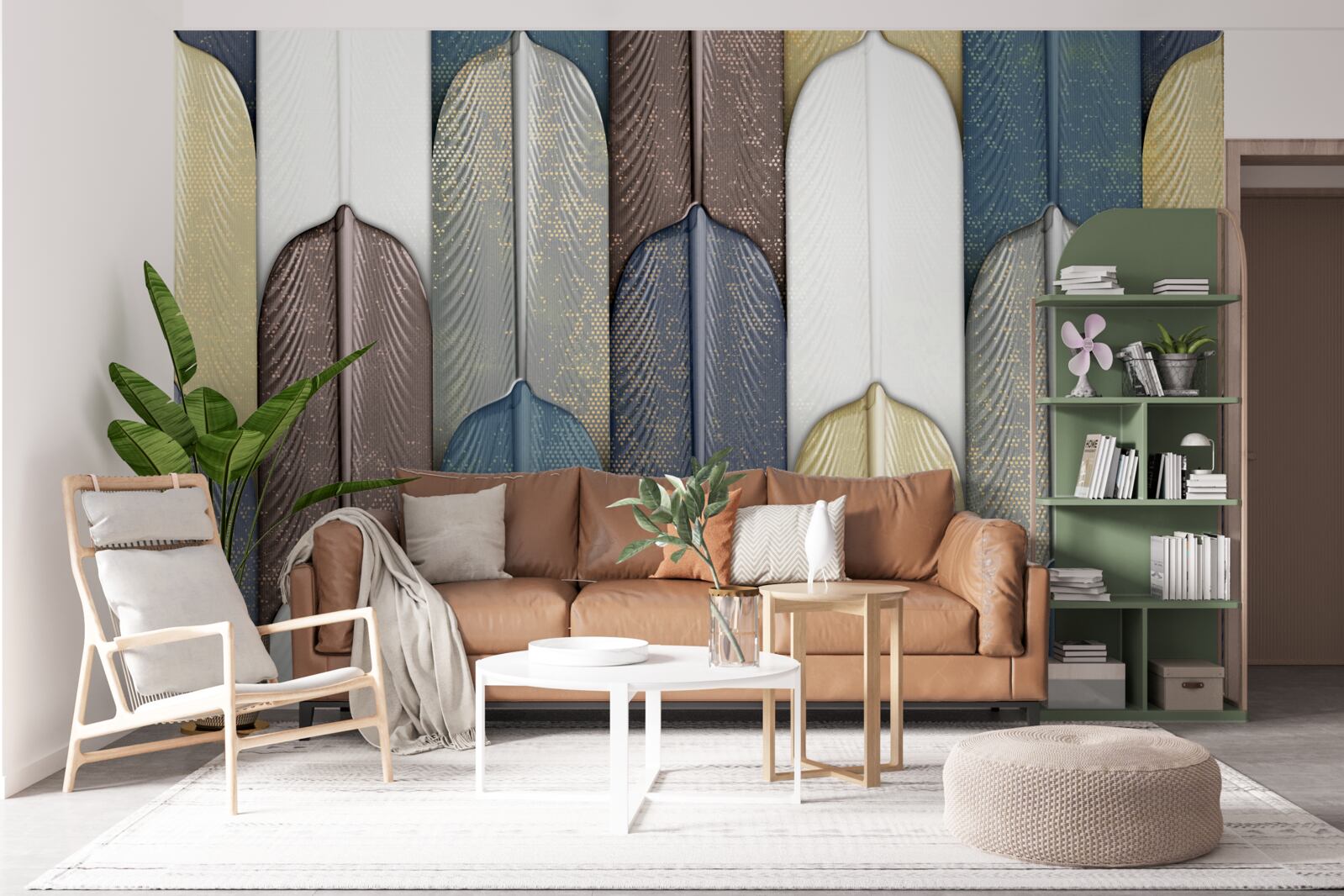 Fotobehang een bos bezaaid met herfstbladeren