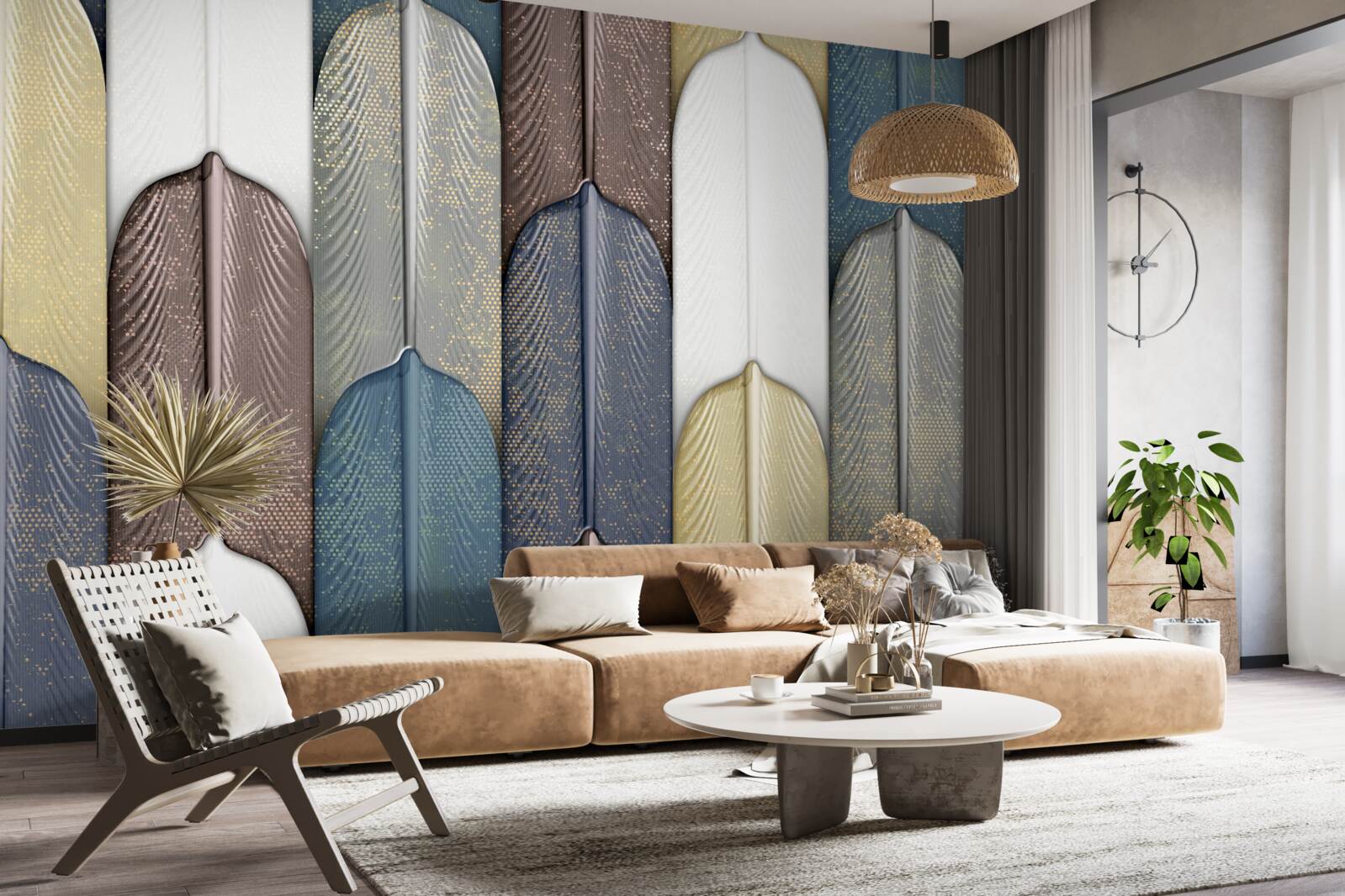 Fotobehang een bos bezaaid met herfstbladeren