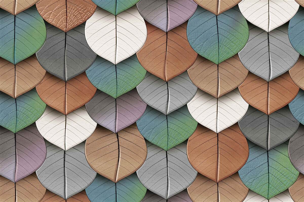 Fotobehang herfstabstractie van bladeren en bloemen