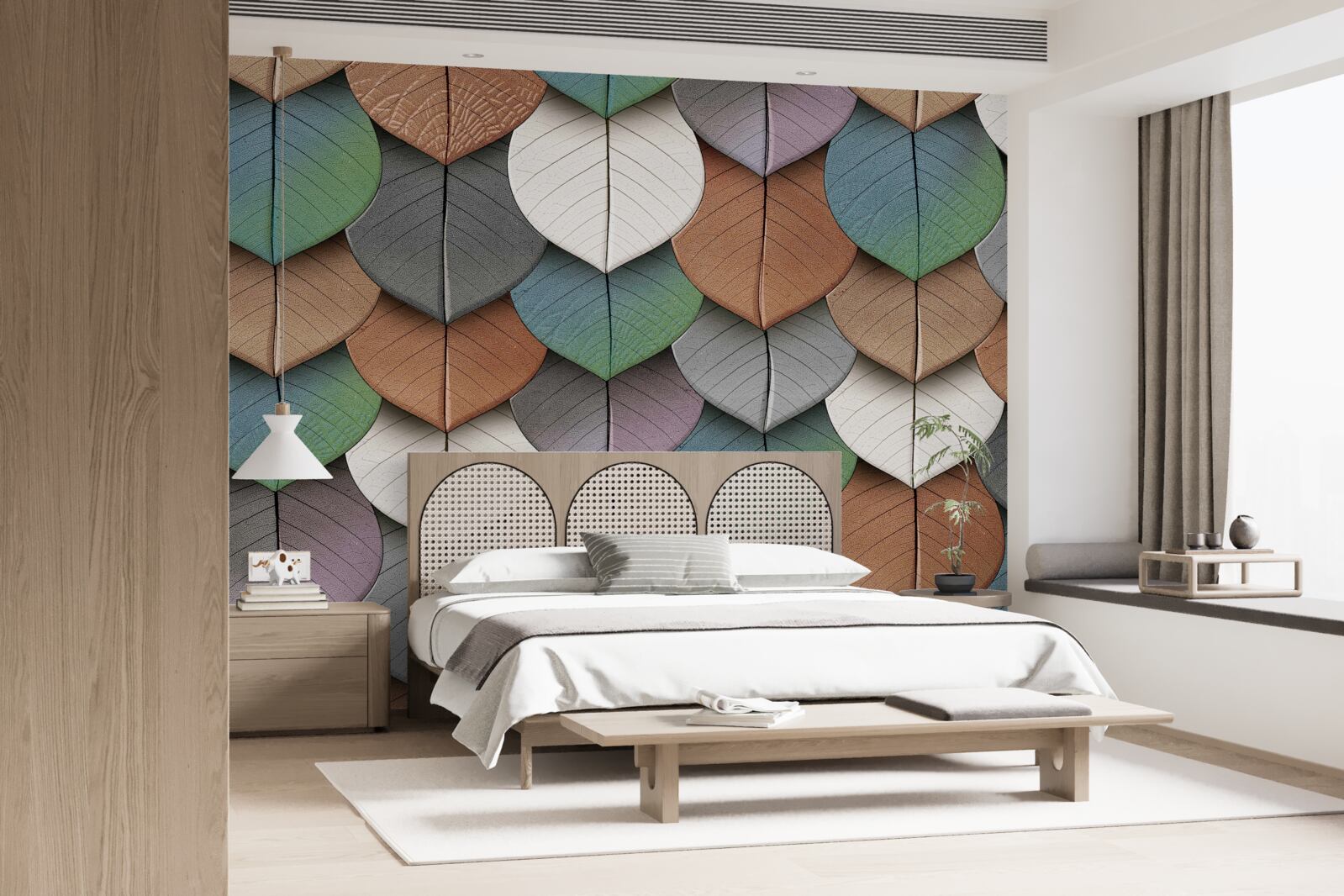 Fotobehang herfstabstractie van bladeren en bloemen