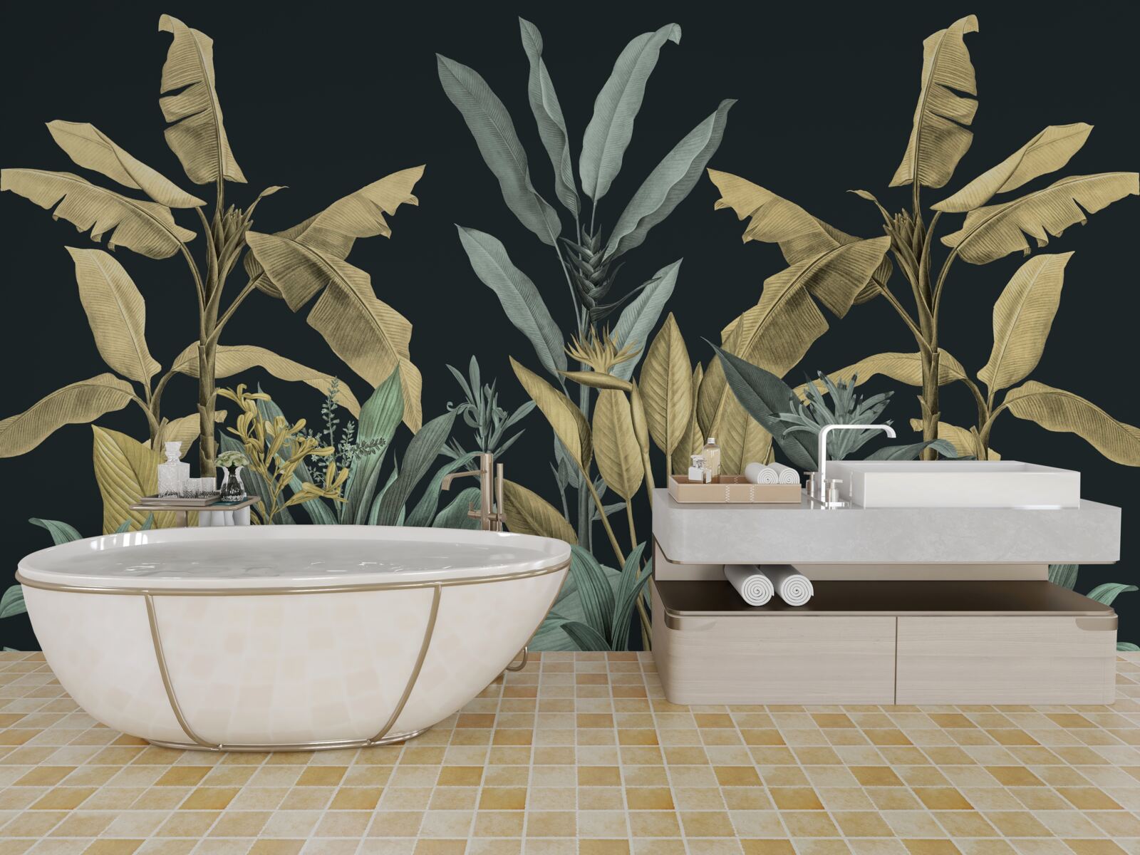 Fotobehang rijke kleuren van tropische planten