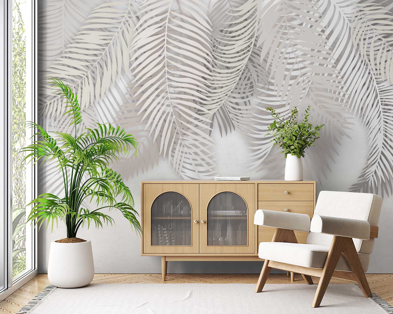 Fotobehang palmbladeren hangend