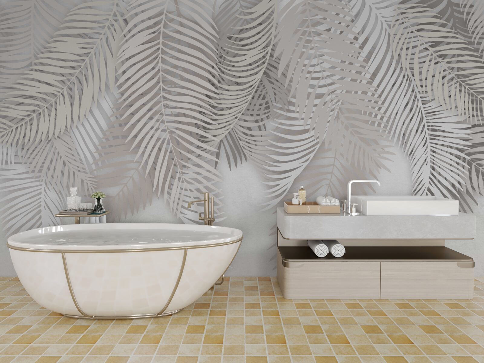 Fotobehang palmbladeren hangend