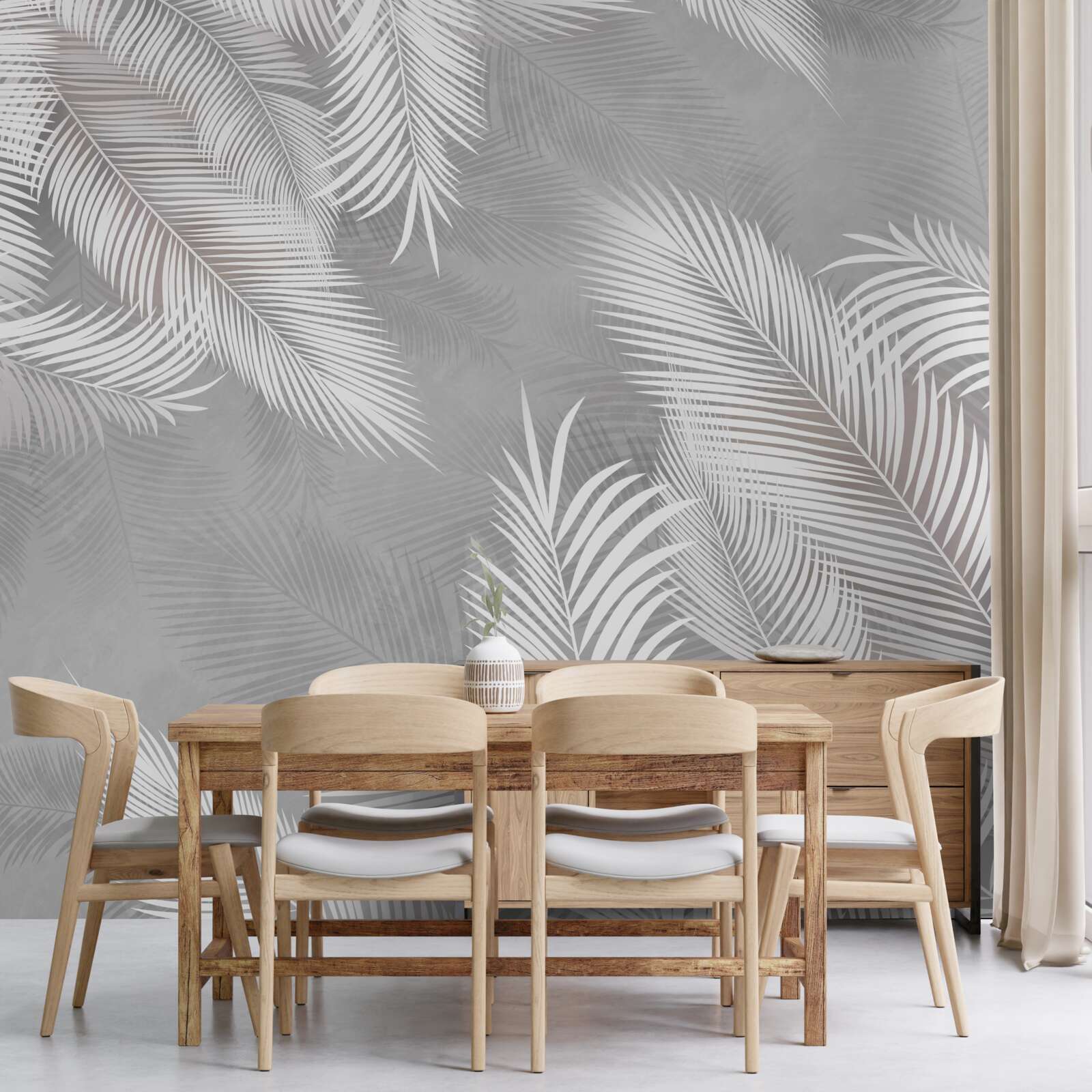 Fotobehang heldere bladeren lijken op veren