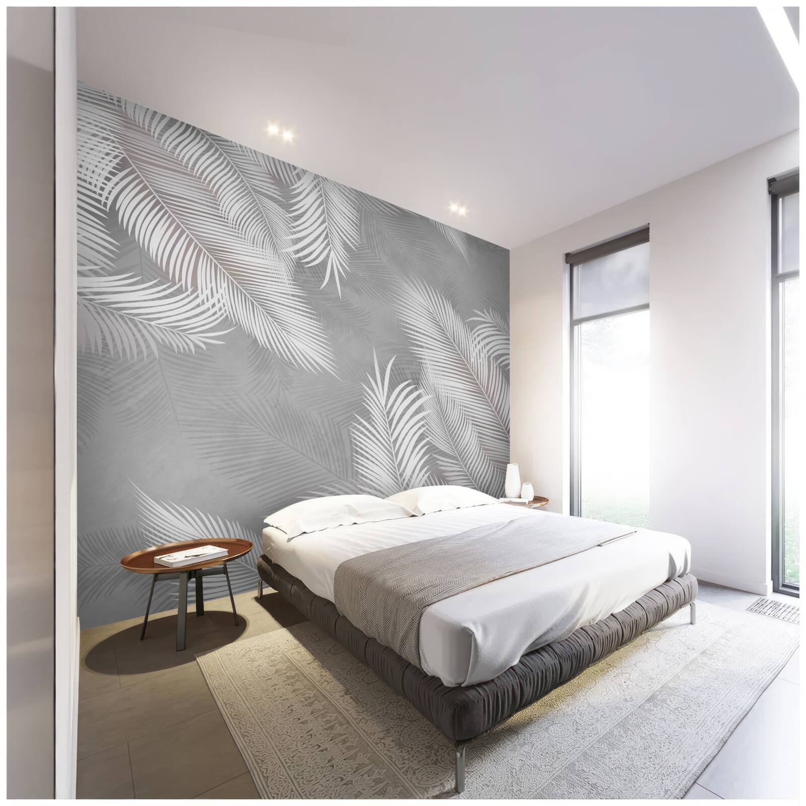 Fotobehang heldere bladeren lijken op veren