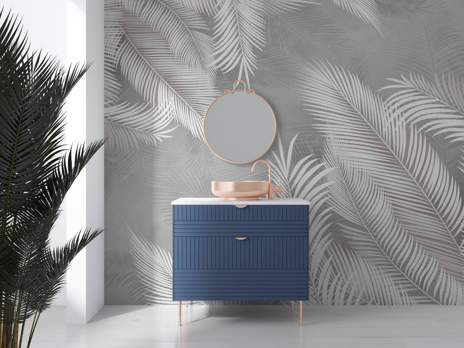 Fotobehang heldere bladeren lijken op veren