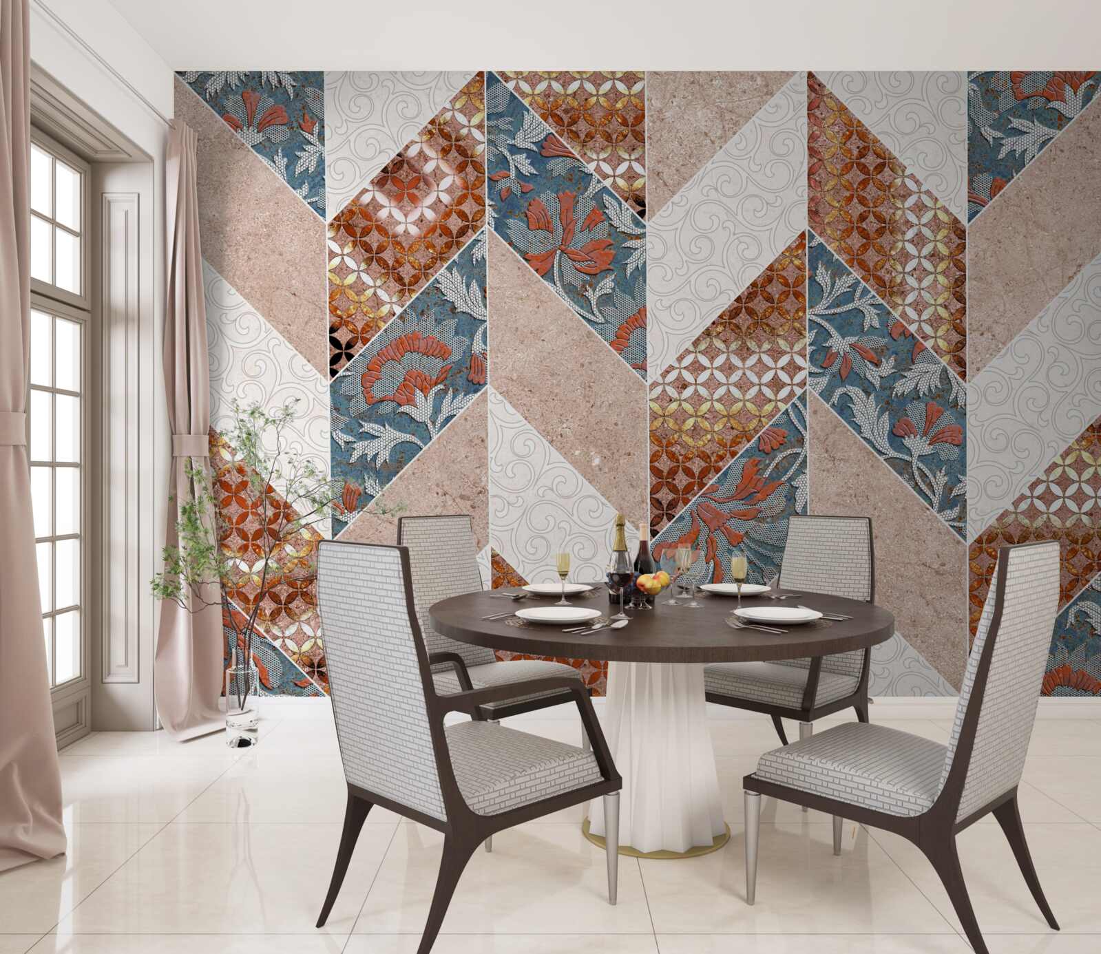 Fotobehang geometrische vormen in spiegelbeeld