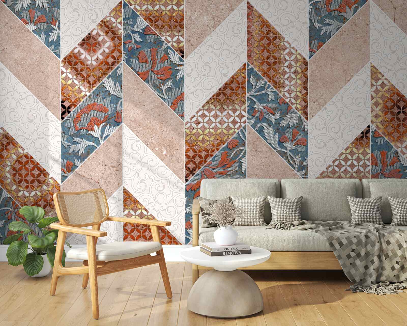 Fotobehang geometrische vormen in spiegelbeeld