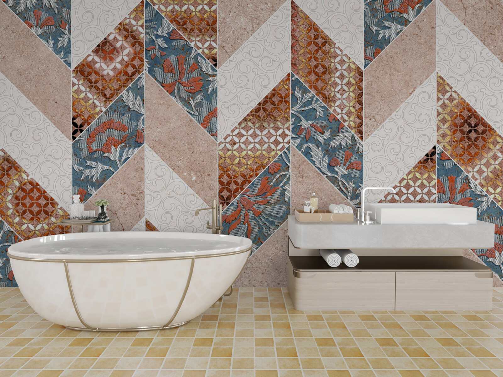 Fotobehang geometrische vormen in spiegelbeeld