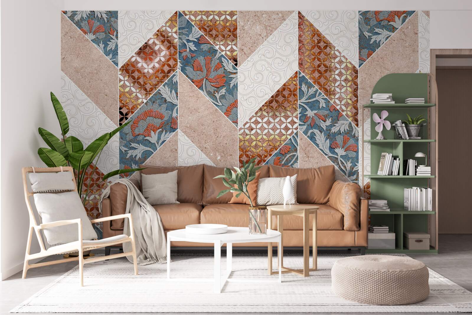 Fotobehang geometrische vormen in spiegelbeeld