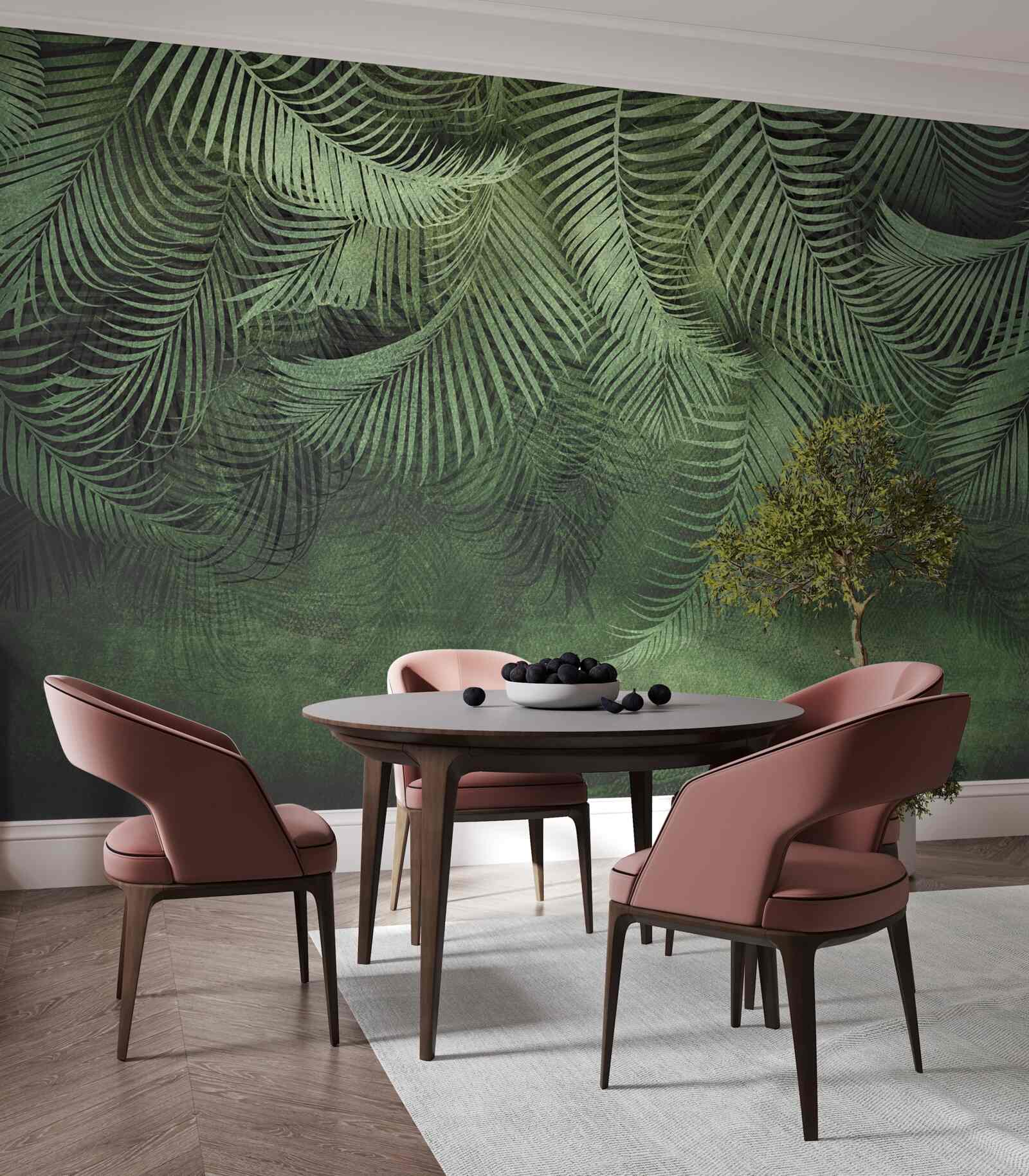 Fotobehang de bladeren van de avondpalm zijn dik