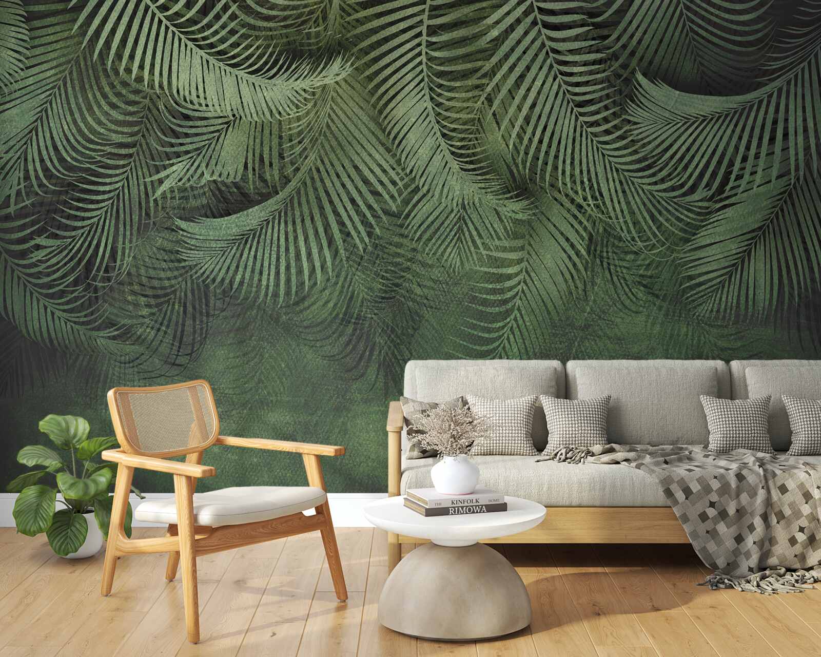 Fotobehang de bladeren van de avondpalm zijn dik