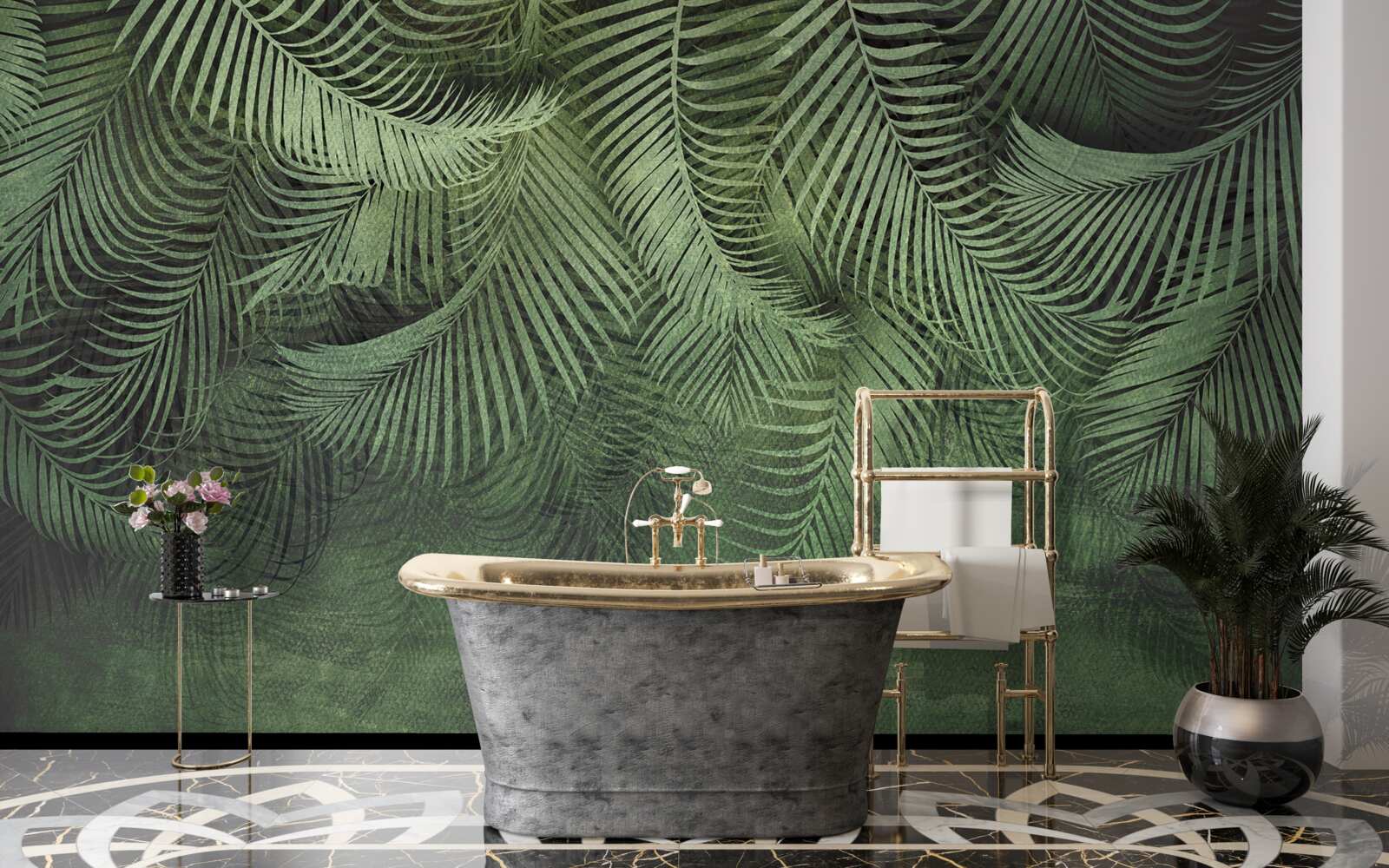 Fotobehang de bladeren van de avondpalm zijn dik