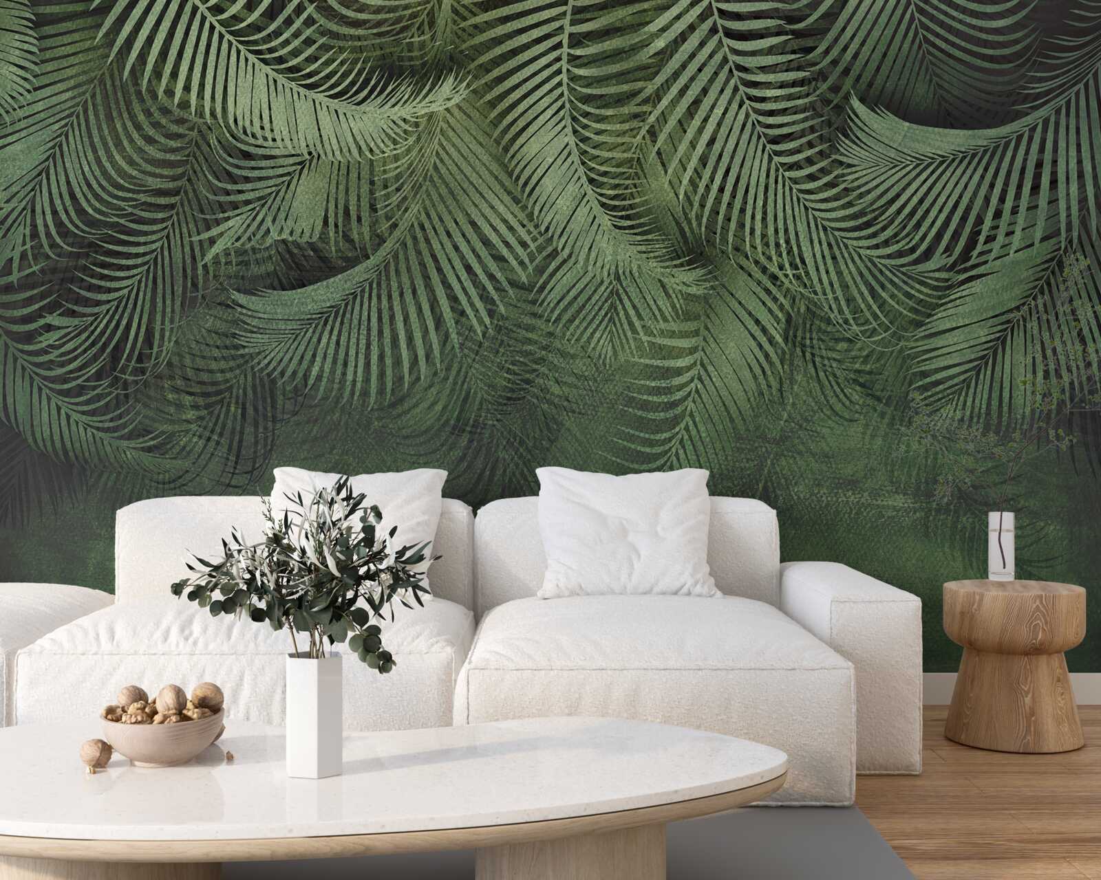 Fotobehang de bladeren van de avondpalm zijn dik