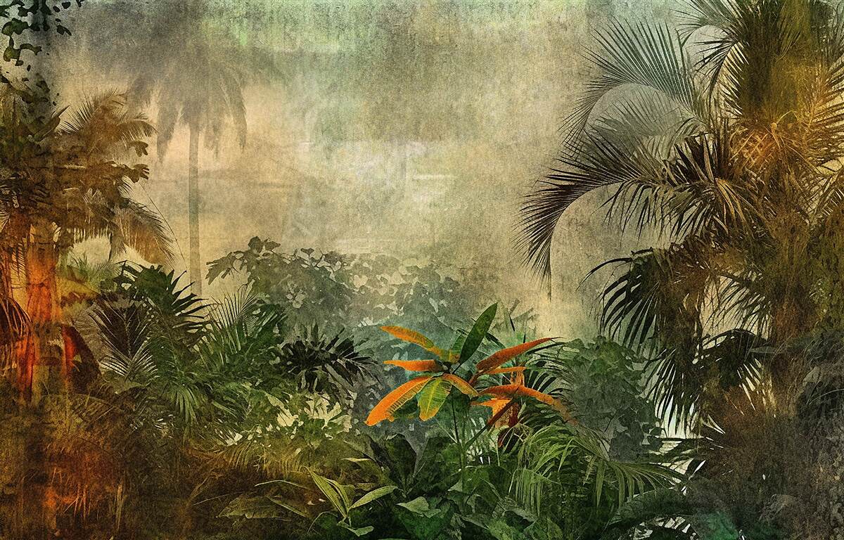 Fotobehang weelderige flora in tropische bossen