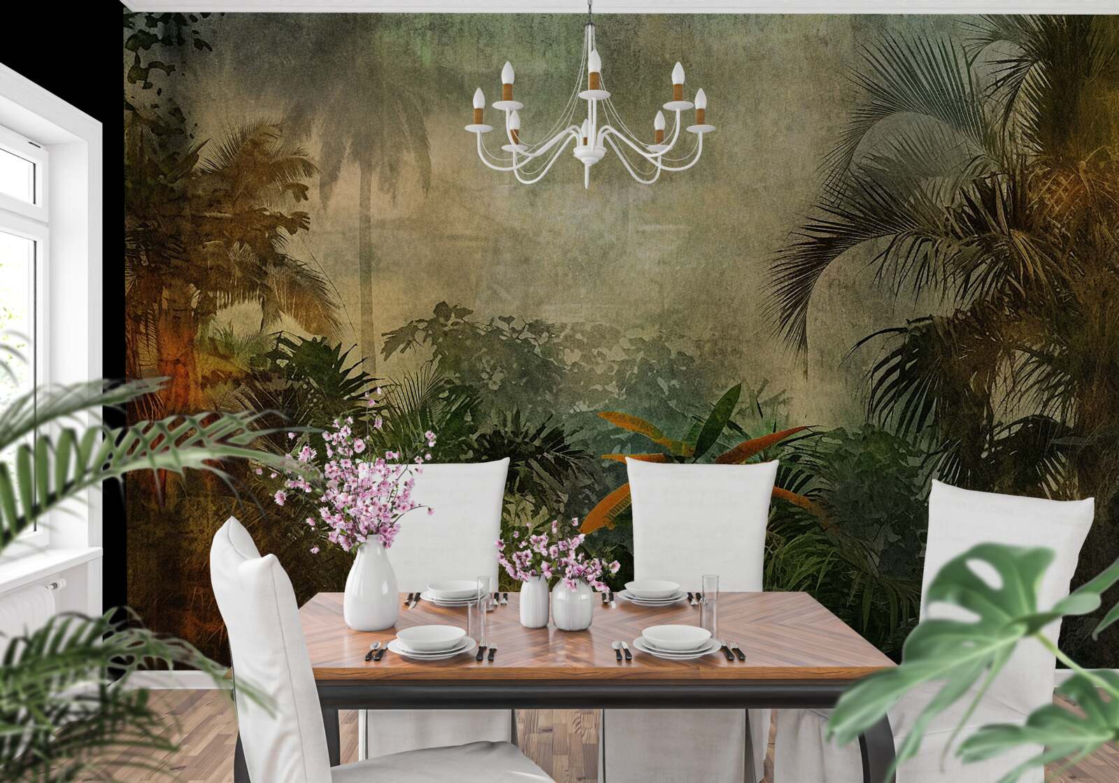 Fotobehang weelderige flora in tropische bossen