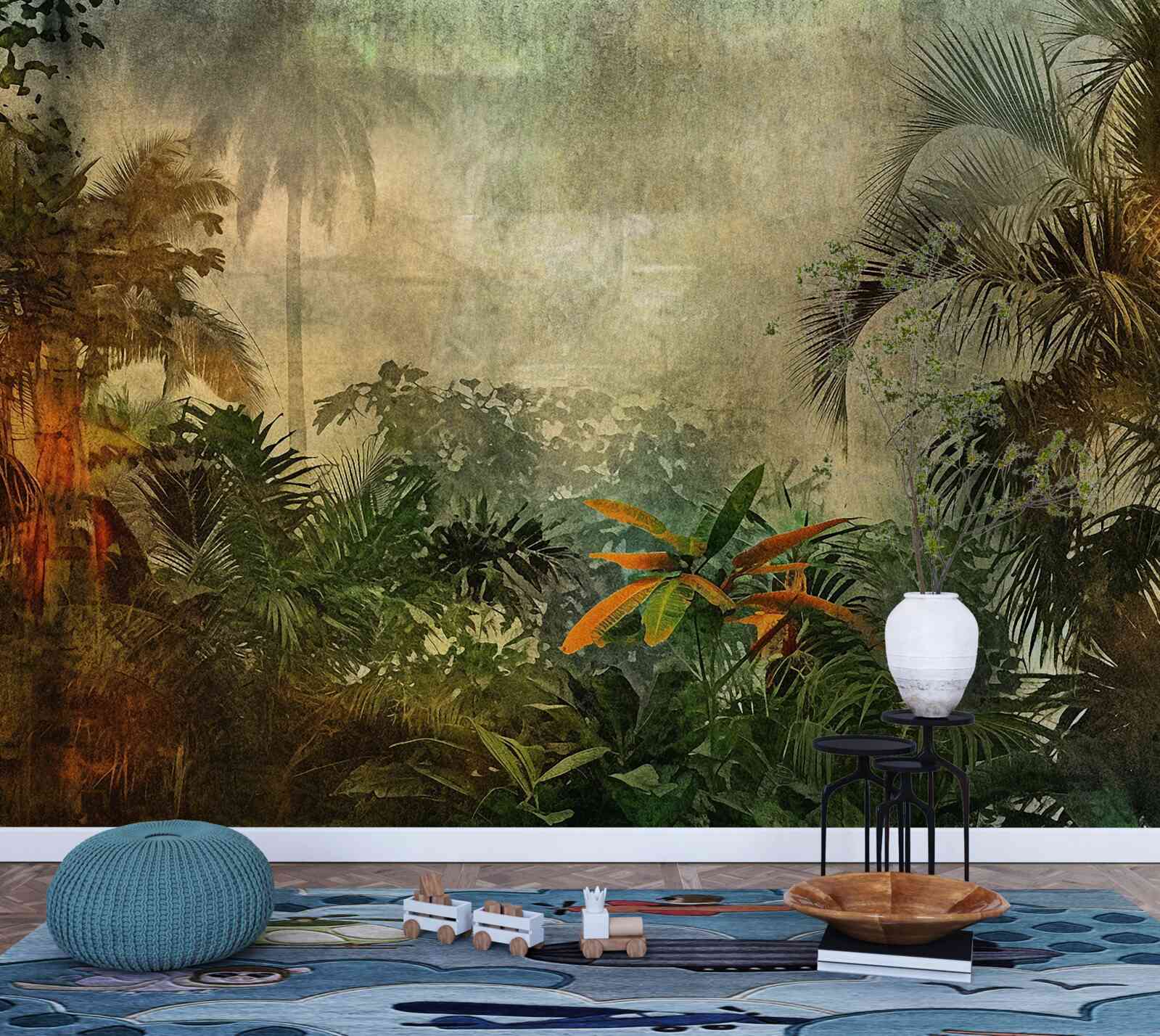 Fotobehang weelderige flora in tropische bossen