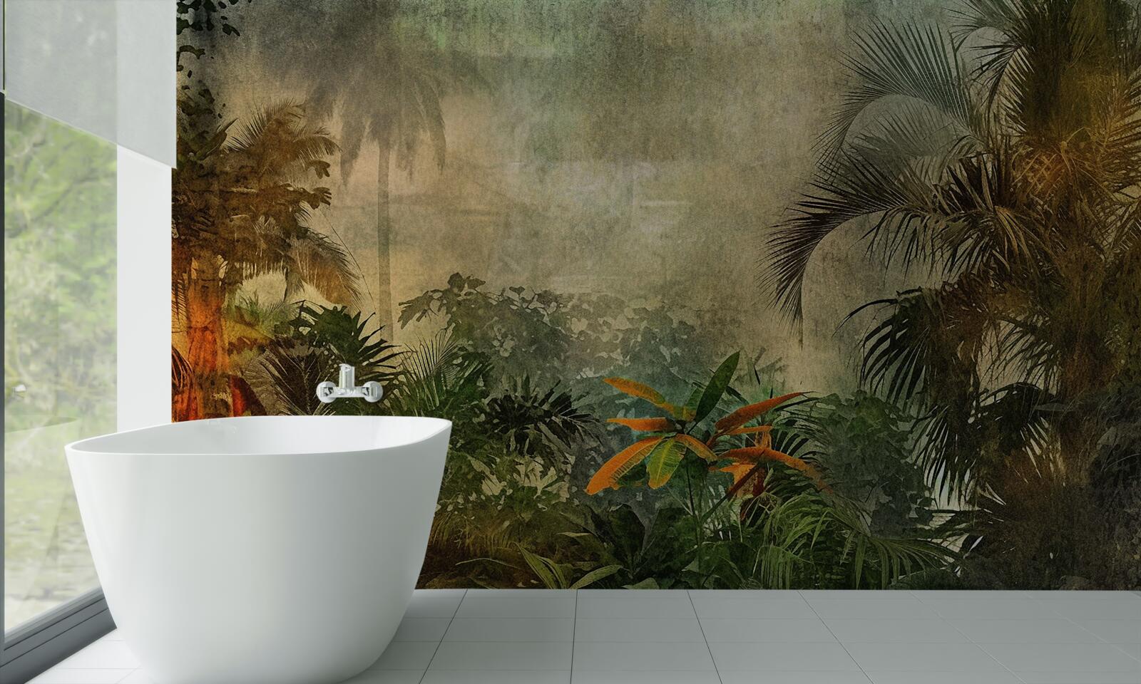 Fotobehang weelderige flora in tropische bossen