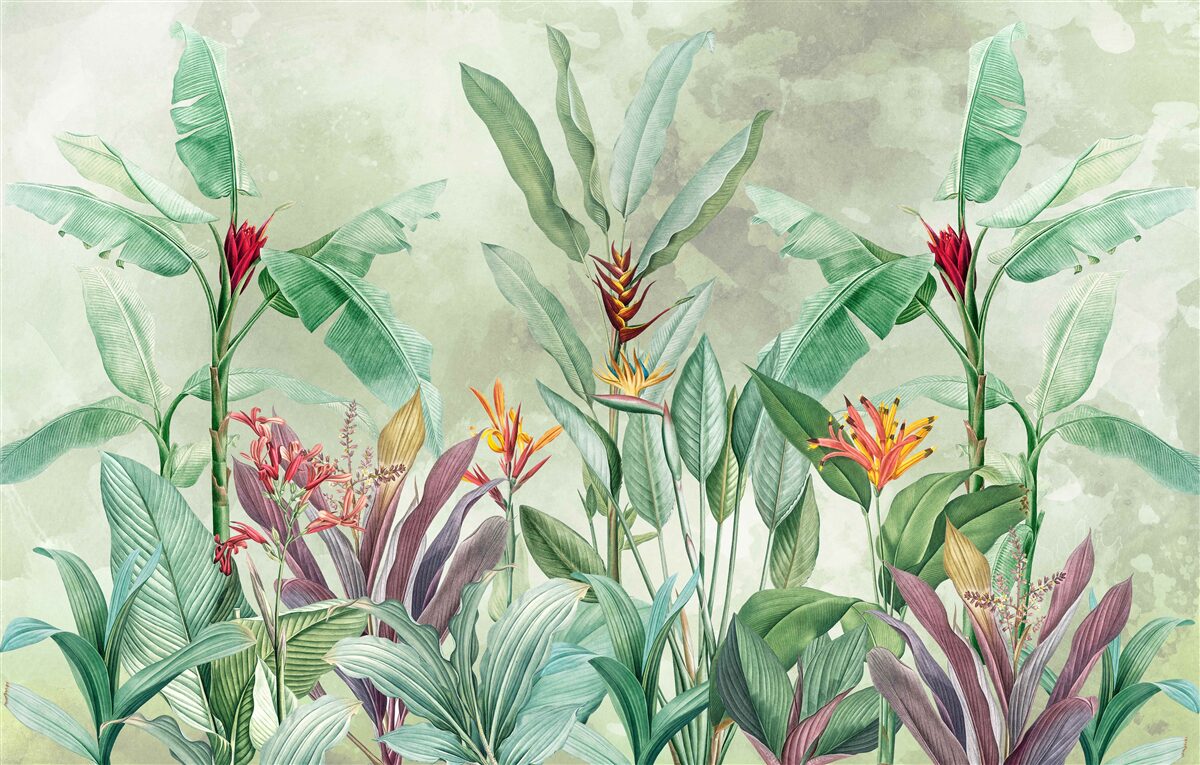 Fotobehang de palmen zijn groen en wachten op de regen