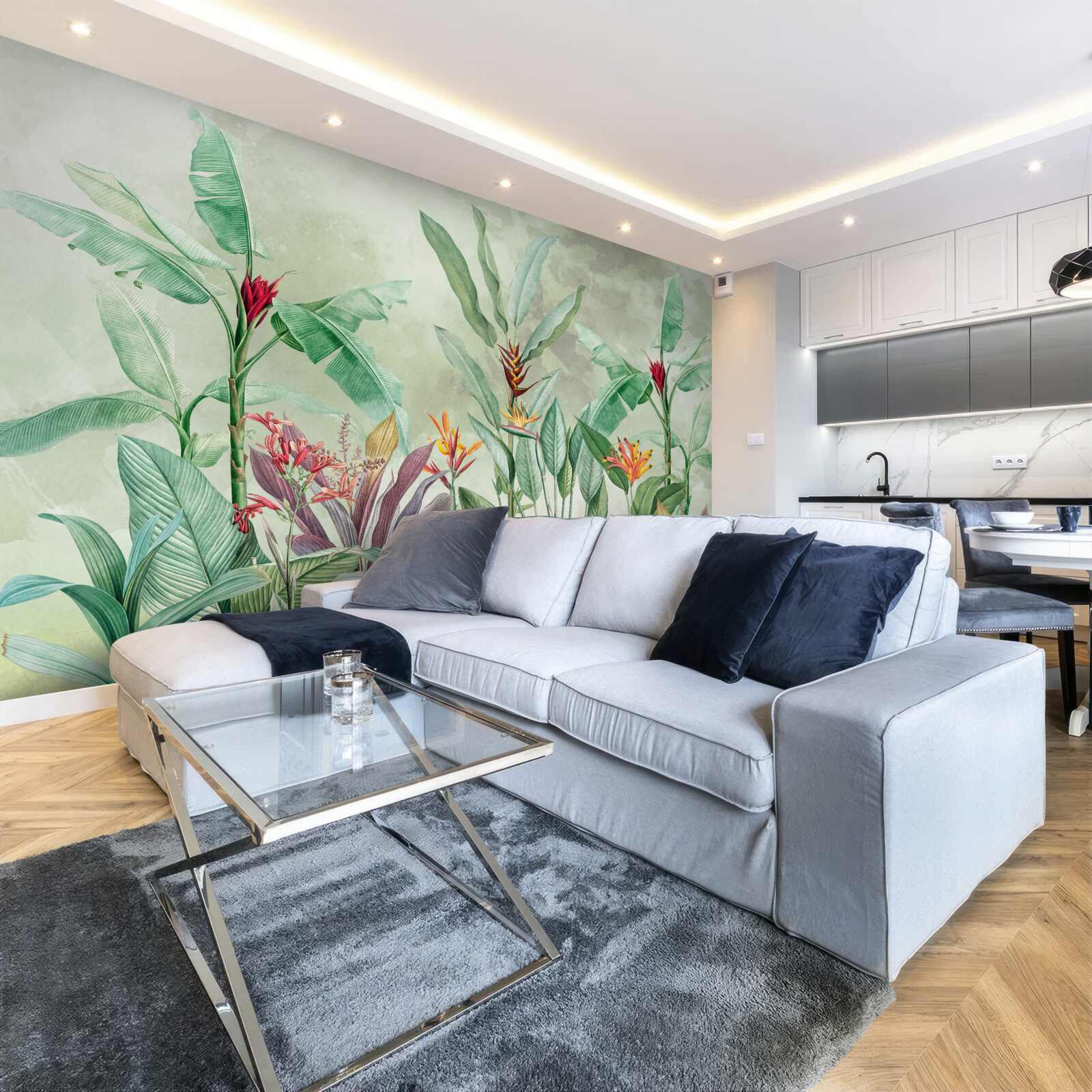 Fotobehang de palmen zijn groen en wachten op de regen