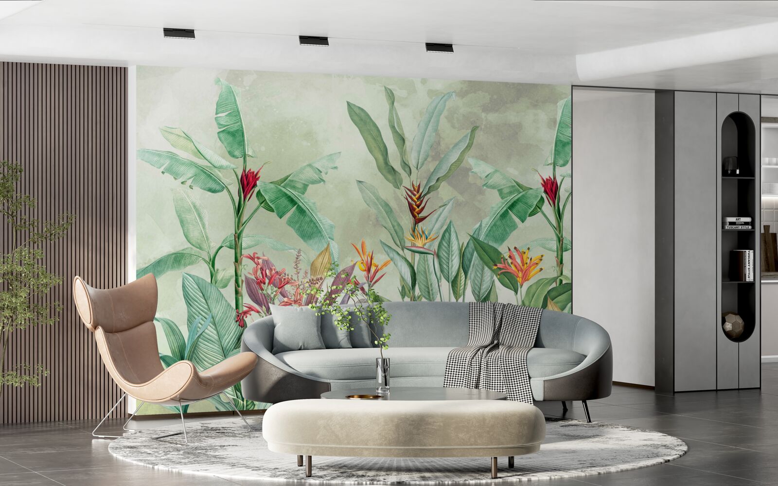 Fotobehang de palmen zijn groen en wachten op de regen