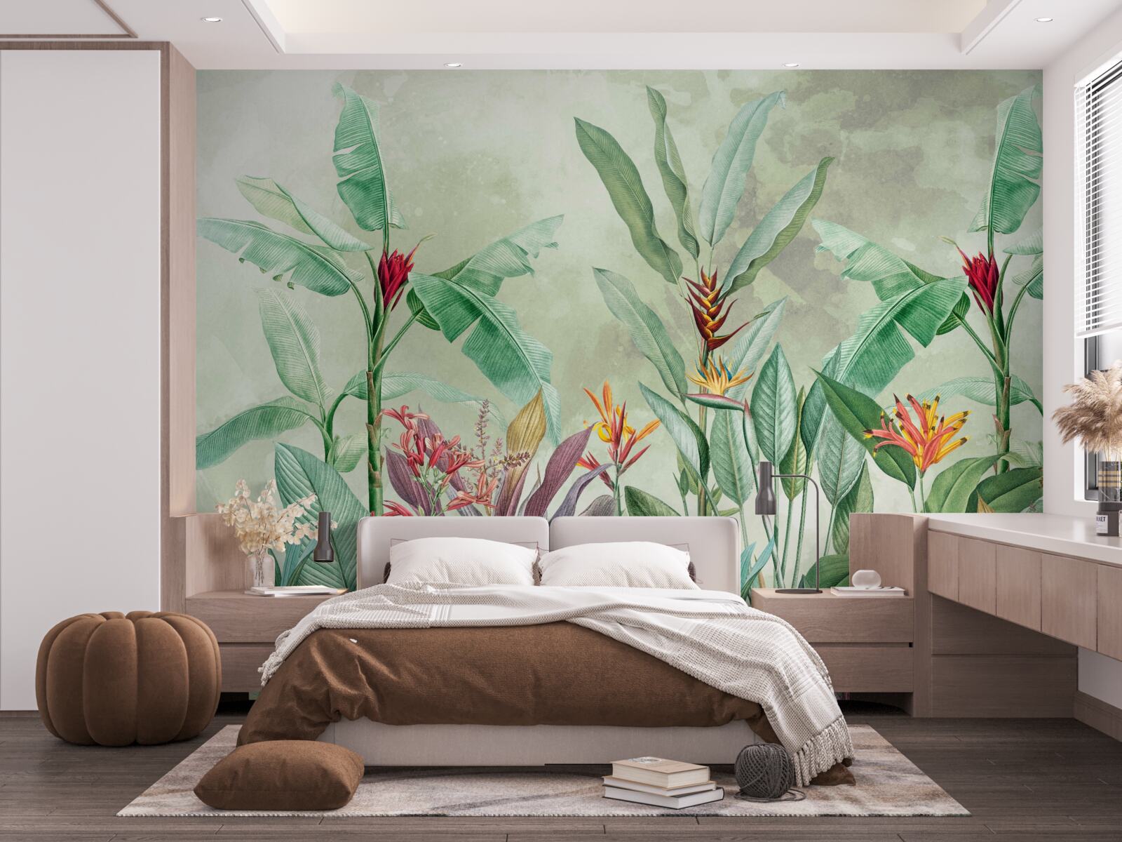 Fotobehang de palmen zijn groen en wachten op de regen