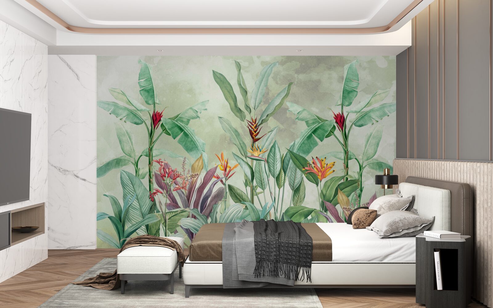 Fotobehang de palmen zijn groen en wachten op de regen