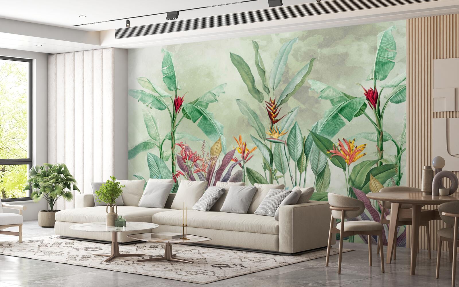 Fotobehang de palmen zijn groen en wachten op de regen