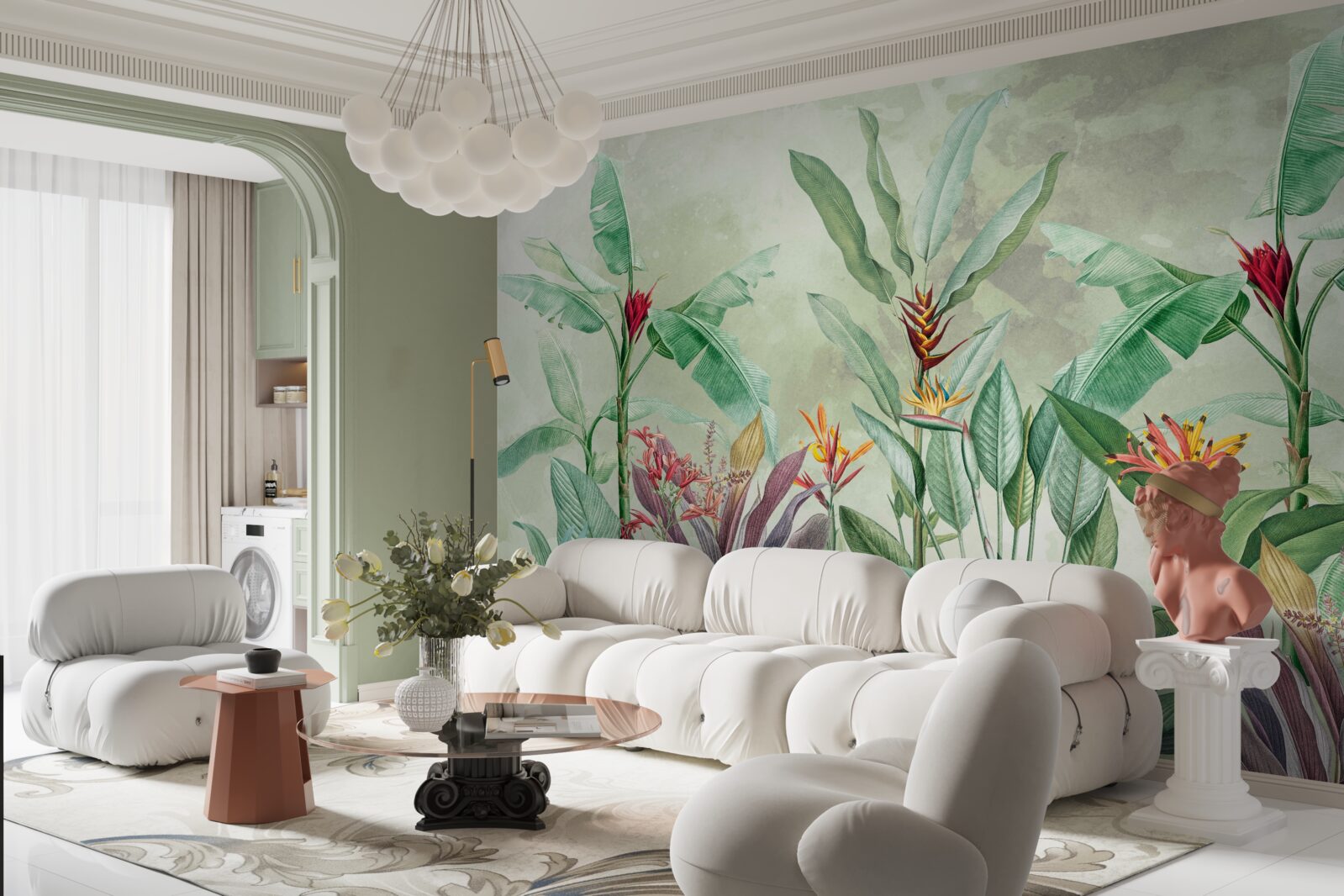 Fotobehang de palmen zijn groen en wachten op de regen