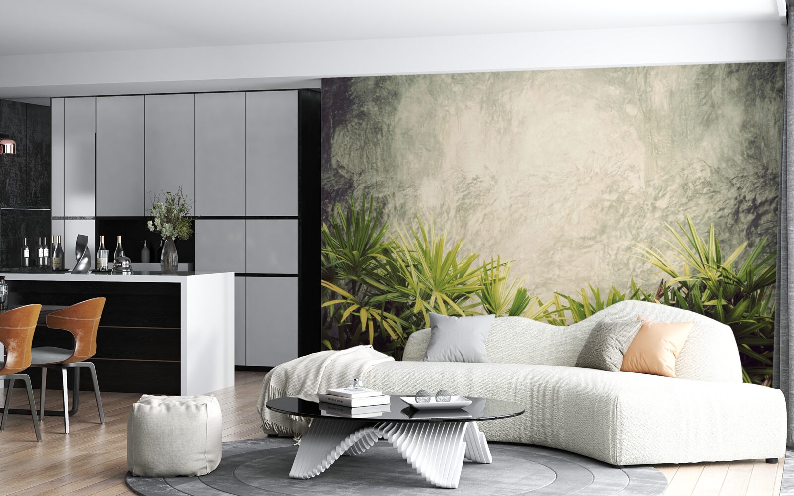 Fotobehang een mistige deken omhult de groene planten in de jungle