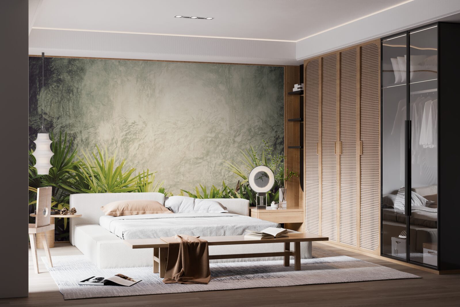 Fotobehang een mistige deken omhult de groene planten in de jungle