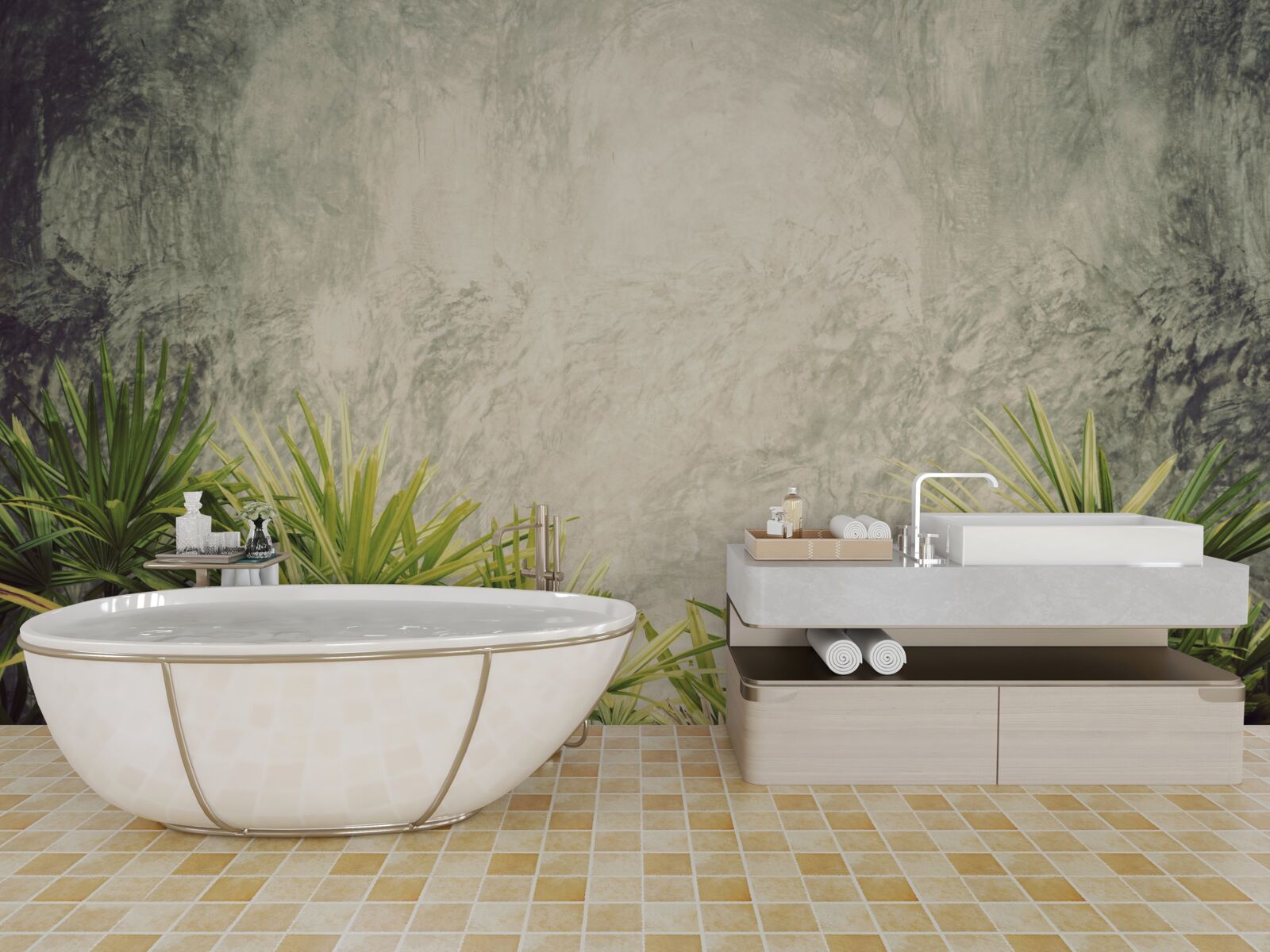 Fotobehang een mistige deken omhult de groene planten in de jungle